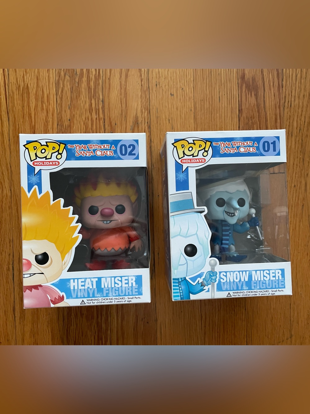 NIB***Funko Pop Snow Miser #01 & Heat Miser #02 year W/O Santa Clause Vaulted